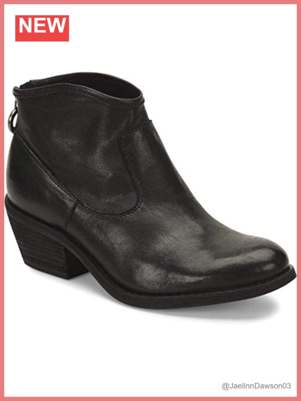 Italian Leather Western Ankle Booties with Low Heel